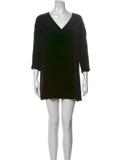 Pre-owned Lafayette 148 V-neck Mini Dress In Blue