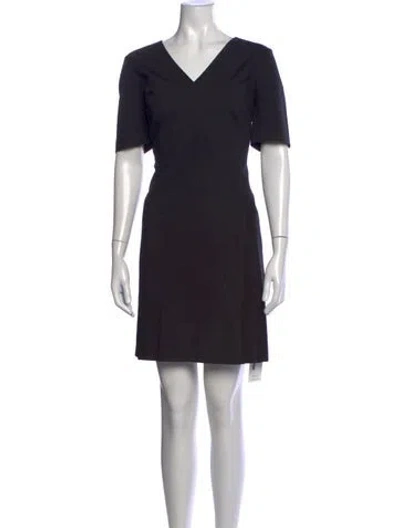 Pre-owned Lafayette 148 V-neck Mini Dress In Blue