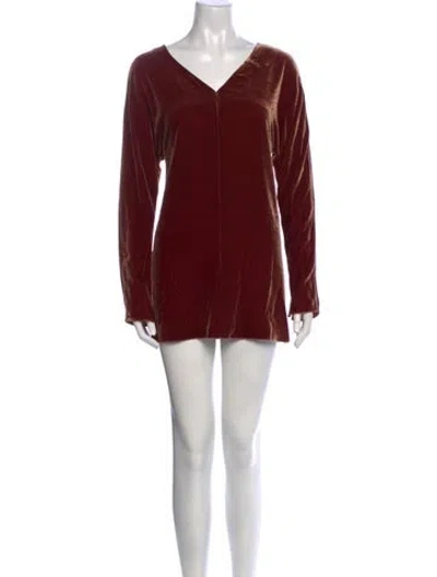 Pre-owned Lafayette 148 V-neck Mini Dress In Brown