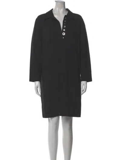 Pre-owned Lafayette 148 V-neck Mini Dress In Gray