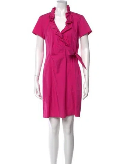 Pre-owned Lafayette 148 V-neck Mini Dress In Pink