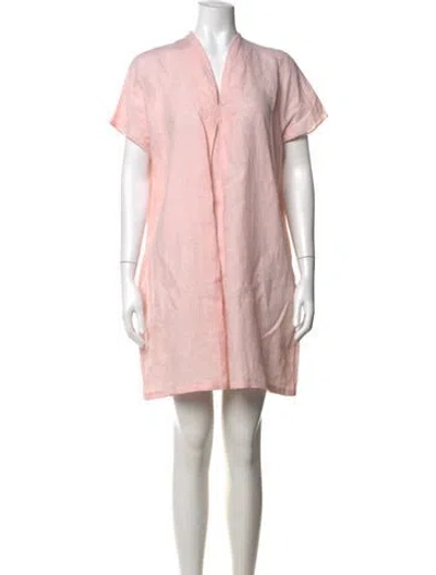 Pre-owned Lafayette 148 V-neck Mini Dress In Pink