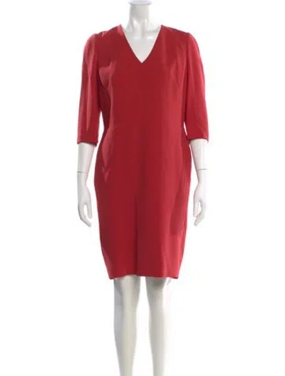 Pre-owned Lafayette 148 V-neck Mini Dress In Red
