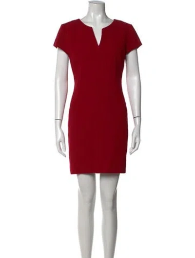 Pre-owned Lafayette 148 V-neck Mini Dress In Red