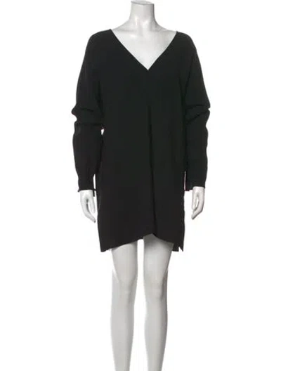 Pre-owned Lafayette 148 V-neck Mini Dress W/ Tags In Black