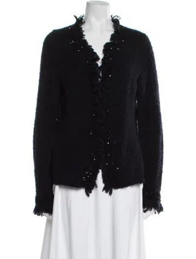 Pre-owned Lafayette 148 V-neck Sweater In Black