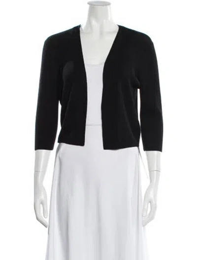 Pre-owned Lafayette 148 V-neck Sweater In Black