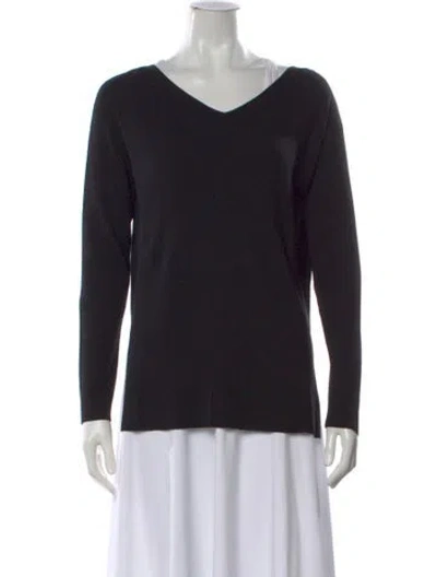 Pre-owned Lafayette 148 V-neck Sweater In Black