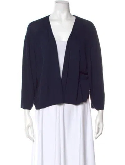 Pre-owned Lafayette 148 V-neck Sweater In Blue