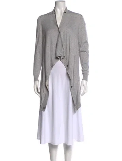 Pre-owned Lafayette 148 V-neck Sweater In Gray