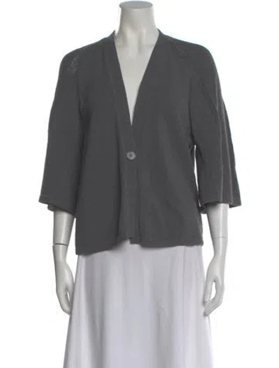 Pre-owned Lafayette 148 V-neck Sweater In Gray