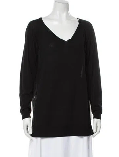 Pre-owned Lafayette 148 V-neck Sweater In Gray