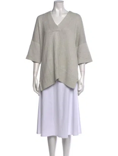 Pre-owned Lafayette 148 V-neck Sweater In Gray
