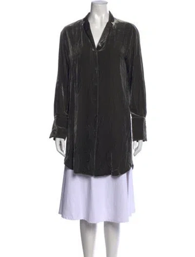 Pre-owned Lafayette 148 V-neck Sweater In Green