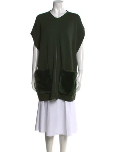Pre-owned Lafayette 148 V-neck Sweater In Green