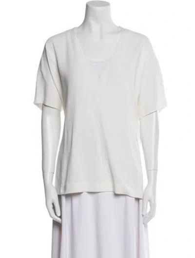 Pre-owned Lafayette 148 V-neck Sweater In Neutral