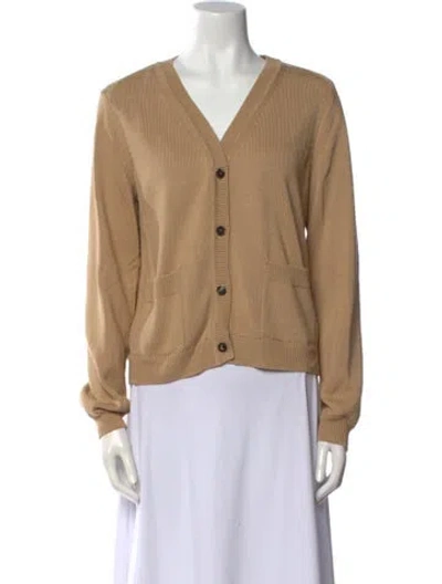 Pre-owned Lafayette 148 V-neck Sweater In Neutral