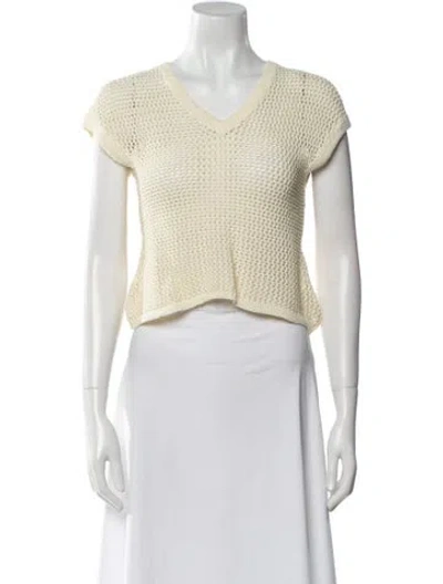 Pre-owned Lafayette 148 V-neck Sweater In Neutral