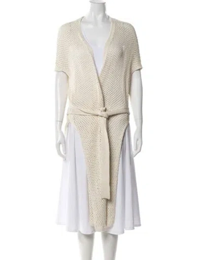 Pre-owned Lafayette 148 V-neck Sweater In Neutral