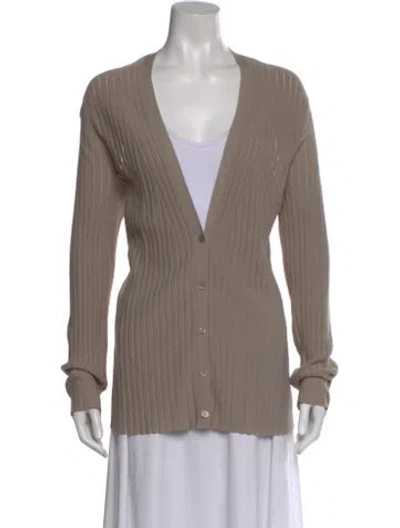 Pre-owned Lafayette 148 V-neck Sweater In Neutral