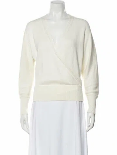 Pre-owned Lafayette 148 V-neck Sweater In Neutral