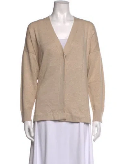 Pre-owned Lafayette 148 V-neck Sweater In Neutral