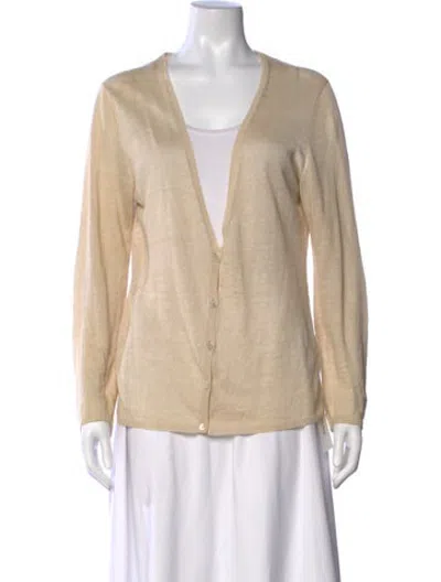 Pre-owned Lafayette 148 V-neck Sweater In Neutrals