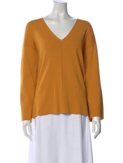 Pre-owned Lafayette 148 V-neck Sweater In Orange