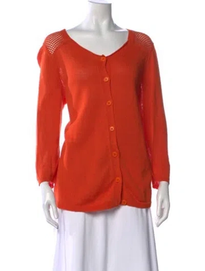 Pre-owned Lafayette 148 V-neck Sweater In Orange