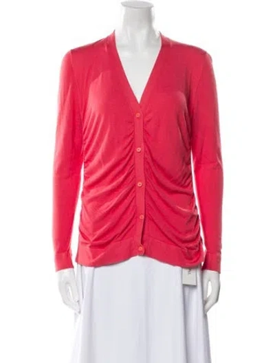 Pre-owned Lafayette 148 V-neck Sweater In Pink