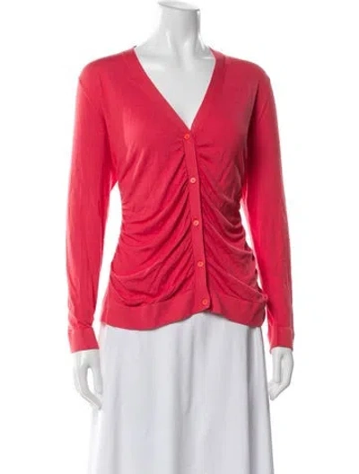 Pre-owned Lafayette 148 V-neck Sweater In Pink