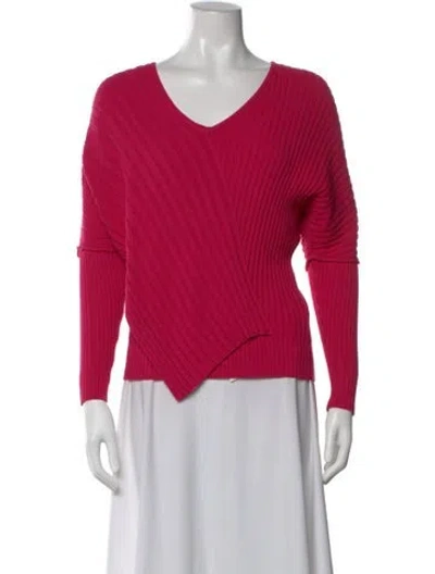 Pre-owned Lafayette 148 V-neck Sweater In Pink