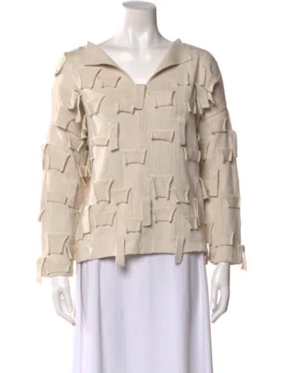 Pre-owned Lafayette 148 V-neck Sweater W/ Tags In Neutral