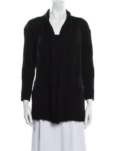 Pre-owned Lafayette 148 V-neck Three-quarter Sleeve Blouse In Black