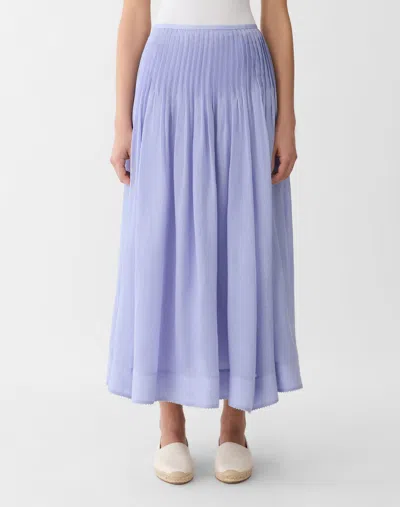 Lafayette 148 Voile Hand Pintucked Maxi Skirt In Blue