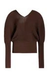 Lafayette 148 Ribbed Blouson Sweater In Wood Metallic In Brown