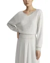 Lafayette 148 New York Voluminous Sleeve V-neck Silk & Wool-blend Sweater In White