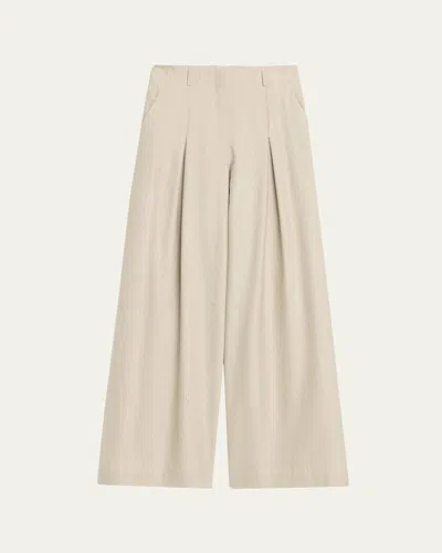 Lafayette 148 Warren Pleated Wide-leg Pants In Pencil Grey Multi