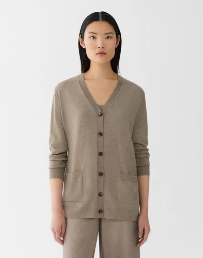 Lafayette 148 Washable Merino Wool Button Front Cardigan In Neutral