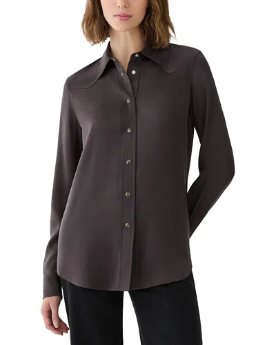 Lafayette 148 Western Silk Blouse In Truffle