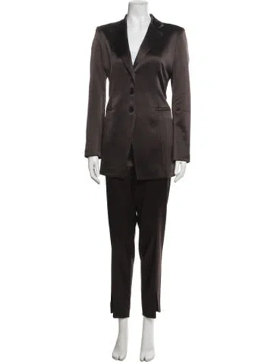 Pre-owned Lafayette 148 Whipstitch Trim Pantsuit In Black