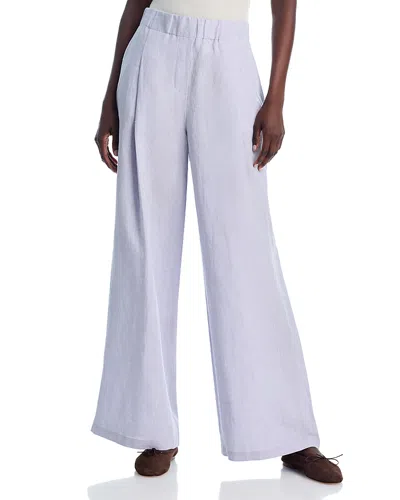 Lafayette 148 New York Astor Pleated Organic Linen Wide Leg Pants In White