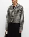 Lafayette 148 Wing Collar Cropped Jacket In Black