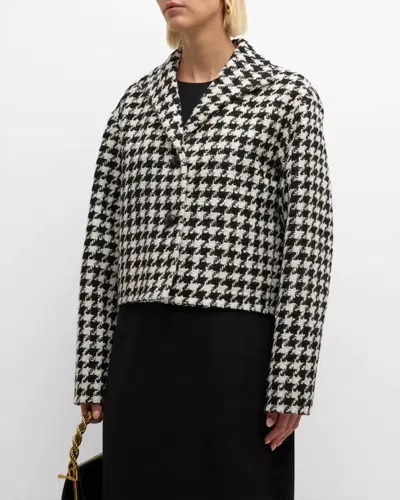 Lafayette 148 Wing Collar Cropped Jacket In Black