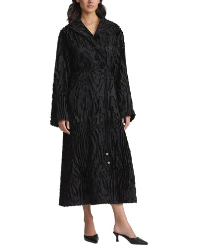 Lafayette 148 Wing Collar Longline Silk-blend Coat In Black