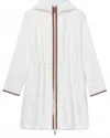 Lafayette 148 Women's Anorak Jacket In White With Leather Trim In White