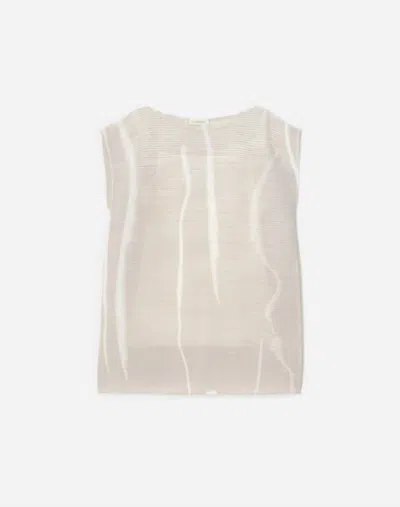 Lafayette 148 New York Printed Plisse Cap Sleeve Blouse In Gray