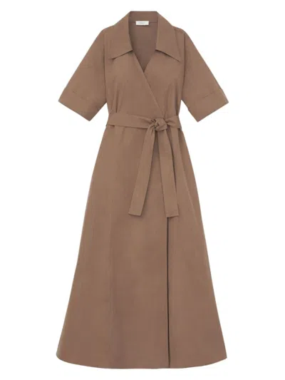 Lafayette 148 Plus-size Organic Cotton Poplin Surplice Shirtdress In Deepa Corn
