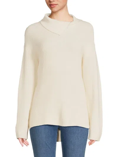 Lafayette 148 Women's Drop Shoulder Silk Blend Sweater In White