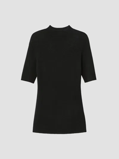 Lafayette 148 Women's Embroidered Yoke Wool Rib-knit Sweater In Black